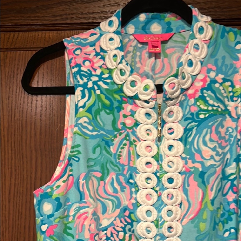 Lilly Pulitzer Blue and Pink Mini Dress-size 10 - Picture 3 of 9
